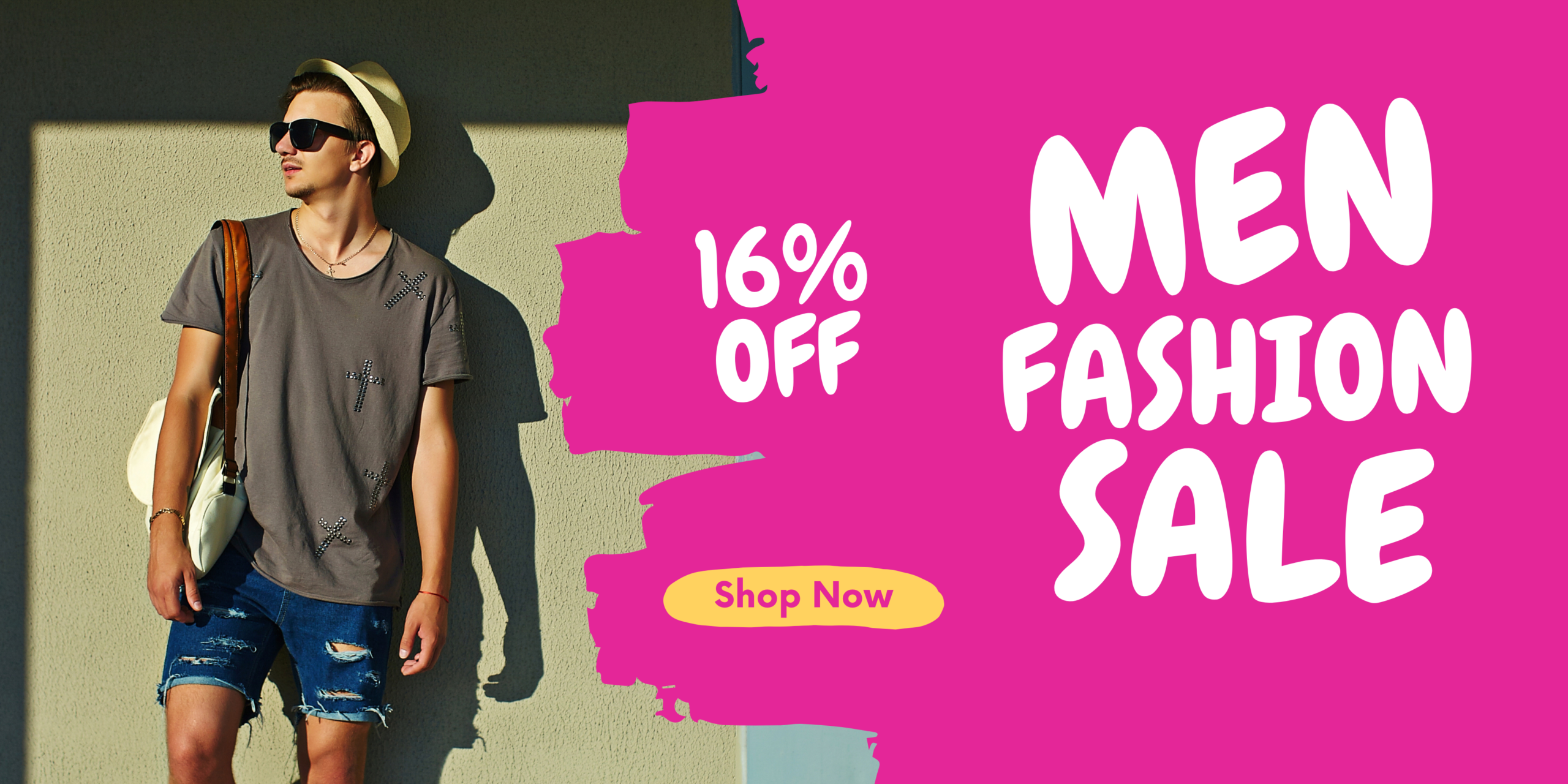 Pink and Yellow Playful Kids Fashion Sale Promotion Landscape Banner