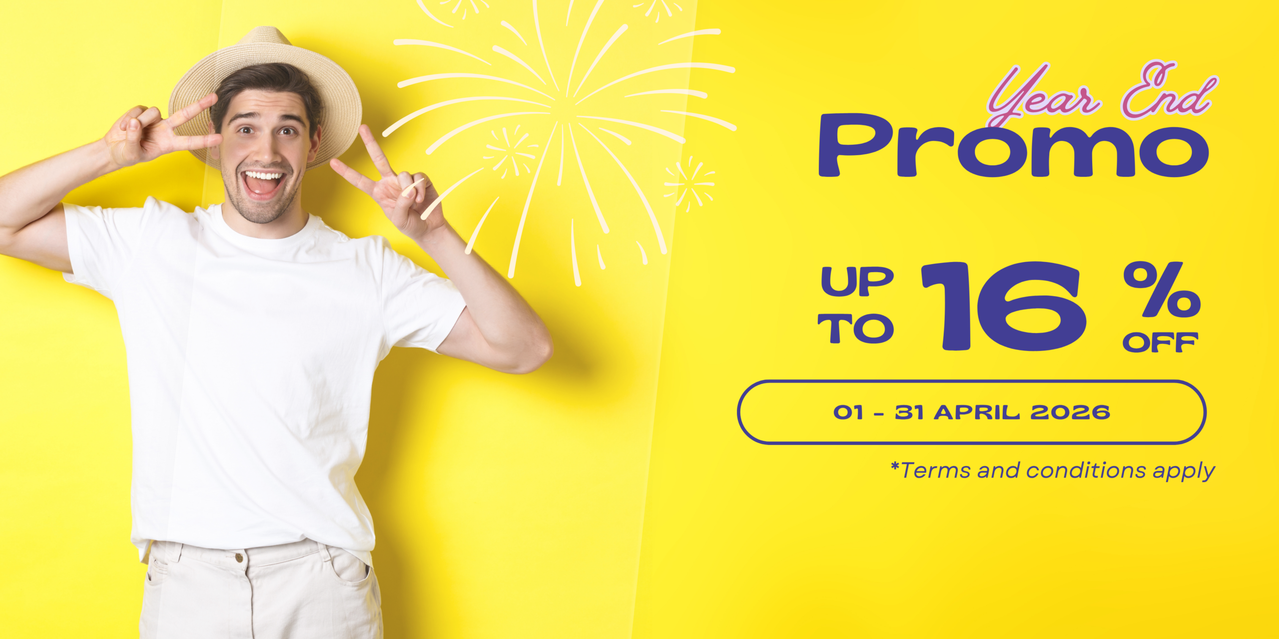 Purple and White Modern Clothes Year-End Promo Banner